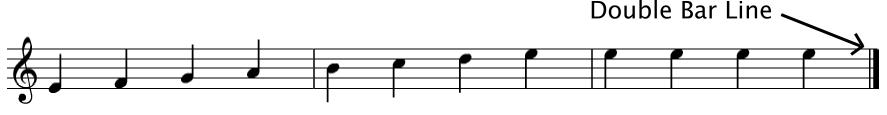 music notation to coda double bar line